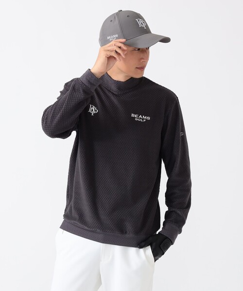 BEAMS GOLF(ビームスゴルフ)の「PURPLE LABEL / スフィダンテ グリッド モックネックシャツ(Tシャツ/カットソー・メンズ・チャコールグレー/ホワイト/ネイビー・S/M/L/XL)」の1枚目の写真