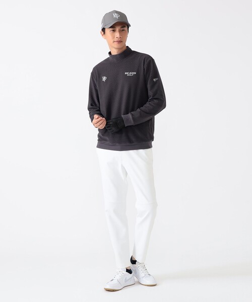 BEAMS GOLF(ビームスゴルフ)の「PURPLE LABEL / スフィダンテ グリッド モックネックシャツ(Tシャツ/カットソー・メンズ・チャコールグレー/ホワイト/ネイビー・S/M/L/XL)」の4枚目の写真