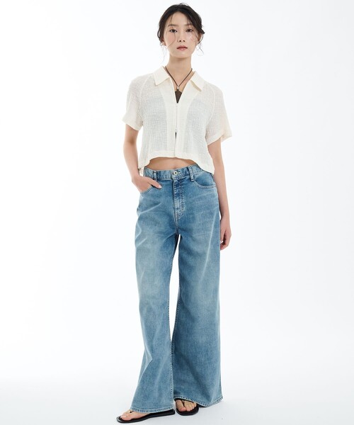 PUBLIC TOKYO（パブリックトウキョウ）の「【完売間近】スラブリブフロントジップTOP（カーディガン/ボレロ・レディース・ホワイト/ブラック・FREE）」の4枚目の写真