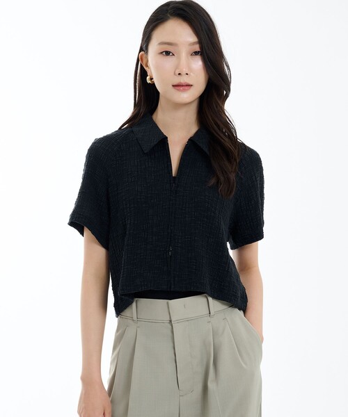 スラブリブフロントジップTOP（Tシャツ/カットソー）｜PUBLIC