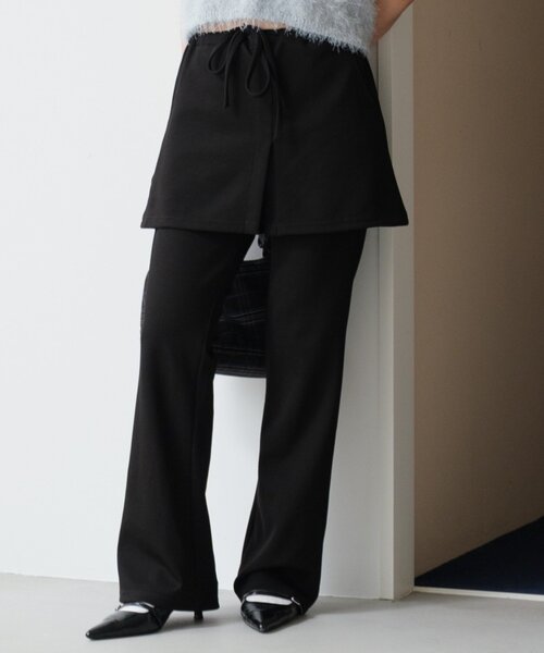Kastane（カスタネ）の「【低身長サイズ/2サイズ展開】テレコリブスカパン（その他パンツ・レディース・ブラック/グレー・1/0）」の5枚目の写真