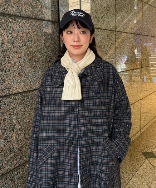 BEAMS BOY（ビームスボーイ）の「段リブ チビ ストール（マフラー・レディース・ホワイト系その他7/カーキ/レッド・ONE SIZE）」の13枚目の写真