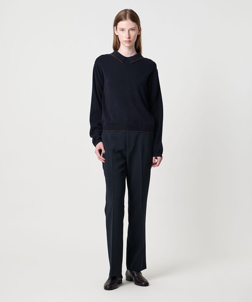 Steven Alan＞コットンカシミヤ ラッフル ポロニット（ニット