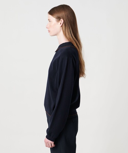 Steven Alan＞コットンカシミヤ ラッフル ポロニット（ニット