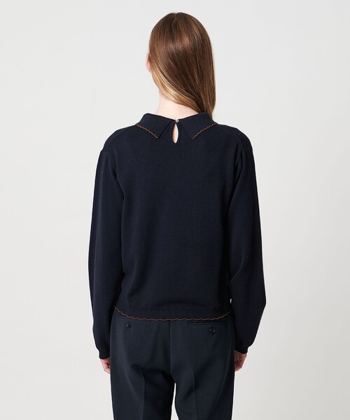 Steven Alan(スティーブンアラン)の「<Steven Alan>コットンカシミヤ ラッフル ポロニット(ニット/セーター・レディース・オリーブ/ネイビー・FREE)」の7枚目の写真