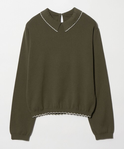 Steven Alan(スティーブンアラン)の「<Steven Alan>コットンカシミヤ ラッフル ポロニット(ニット/セーター・レディース・オリーブ/ネイビー・FREE)」の8枚目の写真