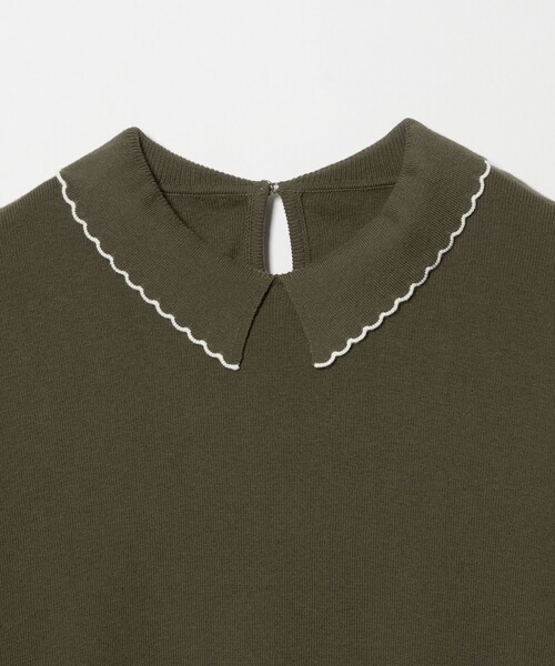 セール】＜Steven Alan＞コットンカシミヤ ラッフル ポロニット