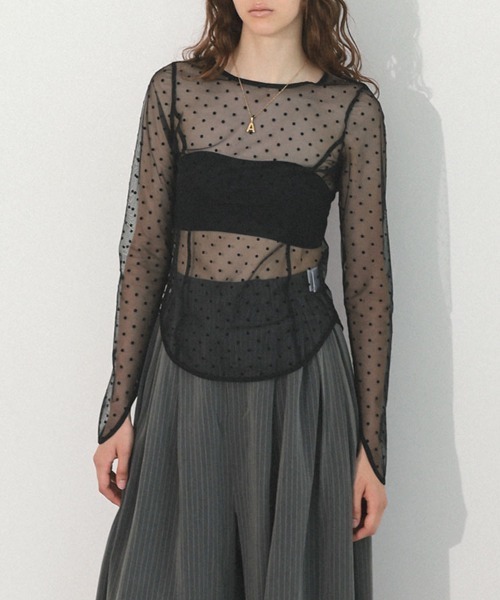 セール】【ANDRESD】dot sheer tops 結婚式 ワンピース