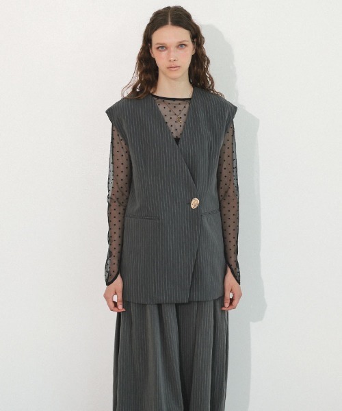 セール】【ANDRESD】dot sheer tops 結婚式 ワンピース