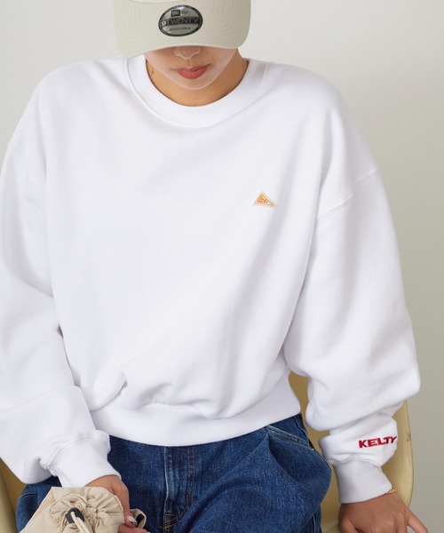 KELTY(ケルティ)の「KELTY/ケルティ ミニロゴクロップドクルーネック スウェット トレーナー(スウェット・レディース・ヘザーグレー/ホワイト/ネイビー/ベージュ/ブラック・FREE)」の1枚目の写真