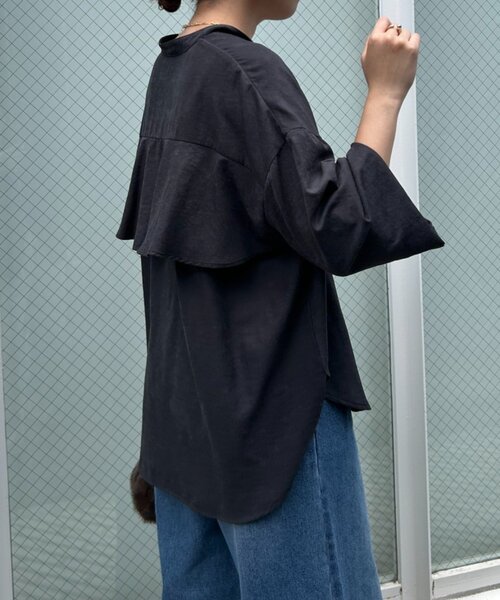 Jena espace merveilleux（ジェナ　エスパスメルヴェイユ）の「ピーチスキンラッフルシャツ（シャツ/ブラウス・レディース・ライトグレー/ブラック/イエロー・FREE）」の14枚目の写真