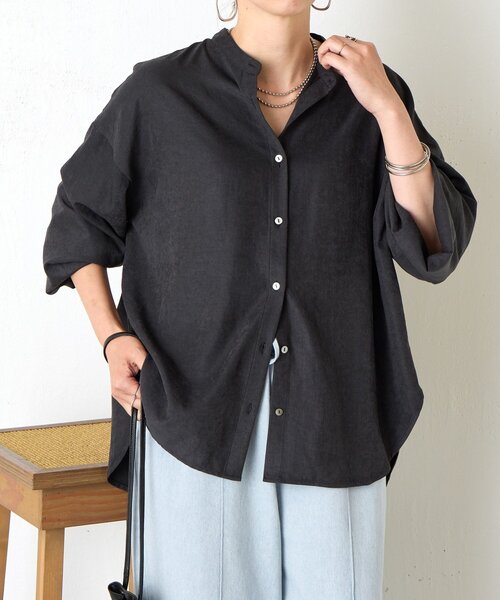 Jena espace merveilleux（ジェナ　エスパスメルヴェイユ）の「ピーチスキンラッフルシャツ（シャツ/ブラウス・レディース・ライトグレー/ブラック/イエロー・FREE）」の13枚目の写真