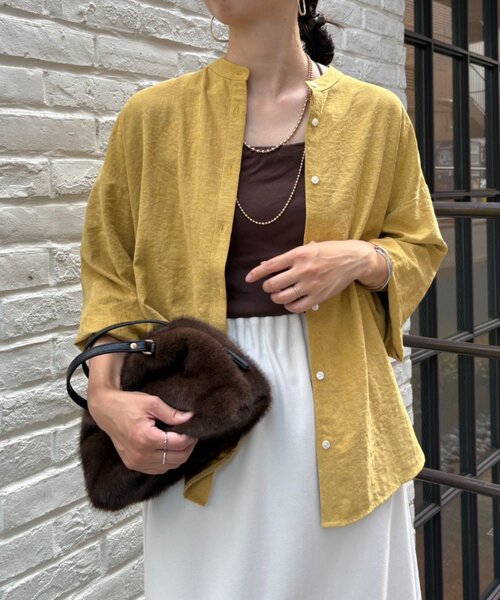 Jena espace merveilleux（ジェナ　エスパスメルヴェイユ）の「ピーチスキンラッフルシャツ（シャツ/ブラウス・レディース・ライトグレー/ブラック/イエロー・FREE）」の17枚目の写真