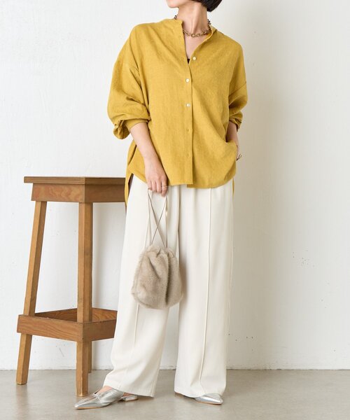 Jena espace merveilleux（ジェナ　エスパスメルヴェイユ）の「ピーチスキンラッフルシャツ（シャツ/ブラウス・レディース・ライトグレー/ブラック/イエロー・FREE）」の19枚目の写真