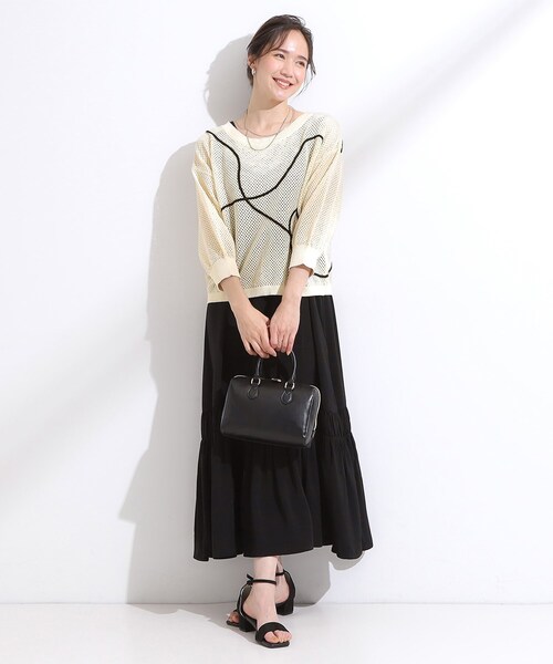 Cutie Blonde（キューティーブロンド）の「【前後2WAY/S-LL】にょろにょろ刺繍メッシュカーディガン（カーディガン/ボレロ・レディース・ダークブラウン/オレンジ/オフホワイト・02/04/01/03）」の9枚目の写真