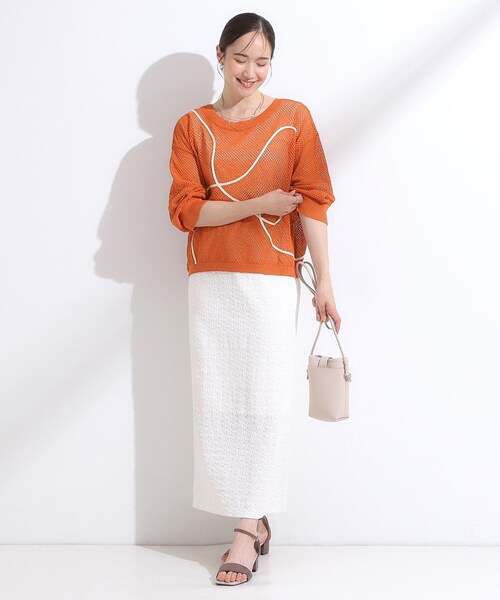 Cutie Blonde（キューティーブロンド）の「【前後2WAY/S-LL】にょろにょろ刺繍メッシュカーディガン（カーディガン/ボレロ・レディース・ダークブラウン/オレンジ/オフホワイト・02/04/01/03）」の16枚目の写真