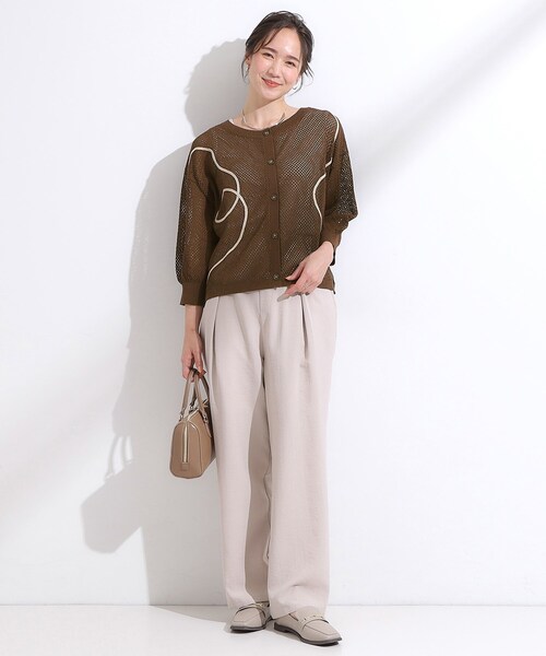 Cutie Blonde（キューティーブロンド）の「【前後2WAY/S-LL】にょろにょろ刺繍メッシュカーディガン（カーディガン/ボレロ・レディース・ダークブラウン/オレンジ/オフホワイト・02/04/01/03）」の22枚目の写真