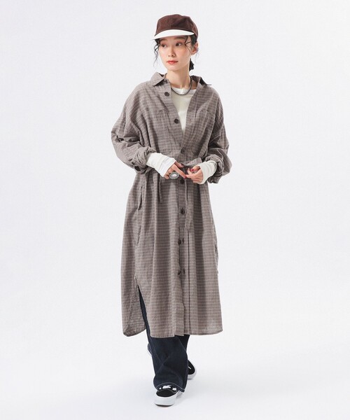 BEAMS BOY（ビームスボーイ）の「ワーク チェック ワンピース（ワンピース・レディース・ライトブラウン/ブルー・ONE SIZE）」の16枚目の写真
