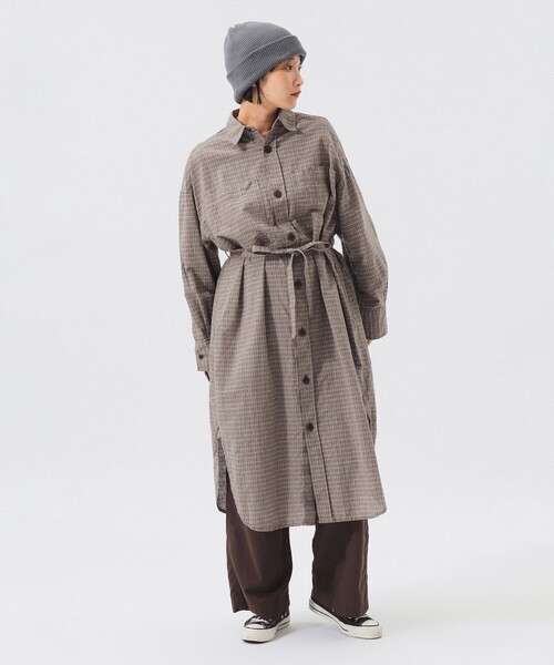 BEAMS BOY（ビームスボーイ）の「ワーク チェック ワンピース（ワンピース・レディース・ライトブラウン/ブルー・ONE SIZE）」の9枚目の写真