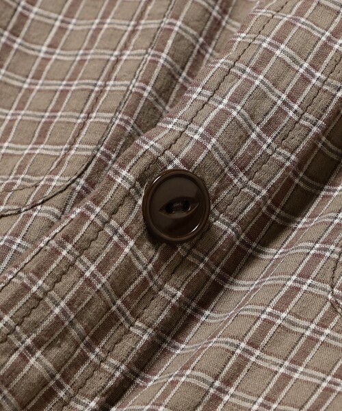 BEAMS BOY（ビームスボーイ）の「ワーク チェック ワンピース（ワンピース・レディース・ライトブラウン/ブルー・ONE SIZE）」の4枚目の写真