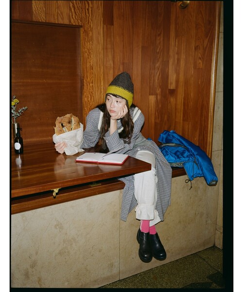 BEAMS BOY（ビームスボーイ）の「ワーク チェック ワンピース（ワンピース・レディース・ライトブラウン/ブルー・ONE SIZE）」の5枚目の写真