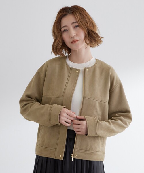 grove(グローブ)の「日常を華やかにするスエード調ブルゾン(ブルゾン・レディース・ブラウン系その他/ライトベージュ/チャコールグレー・03/02/01/04/05)」の3枚目の写真