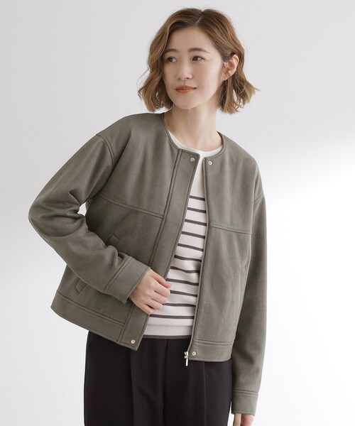 grove(グローブ)の「日常を華やかにするスエード調ブルゾン(ブルゾン・レディース・ブラウン系その他/ライトベージュ/チャコールグレー・03/02/01/04/05)」の4枚目の写真