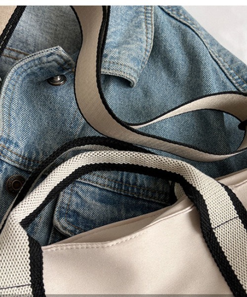 shoppinggo（ショッピングゴー）の「トートバッグ A4サイズ対応 肩掛け BAG シンプル フェミニン お洒落 手提げバッグ ファスナー付き 大容量 通勤（トートバッグ・レディース・ブラック/ベージュ・FREE）」の7枚目の写真