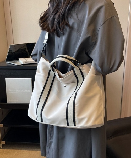 shoppinggo（ショッピングゴー）の「トートバッグ A4サイズ対応 肩掛け BAG シンプル フェミニン お洒落 手提げバッグ ファスナー付き 大容量 通勤（トートバッグ・レディース・ブラック/ベージュ・FREE）」の16枚目の写真