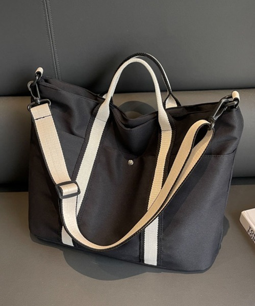 shoppinggo（ショッピングゴー）の「トートバッグ A4サイズ対応 肩掛け BAG シンプル フェミニン お洒落 手提げバッグ ファスナー付き 大容量 通勤（トートバッグ・レディース・ブラック/ベージュ・FREE）」の18枚目の写真