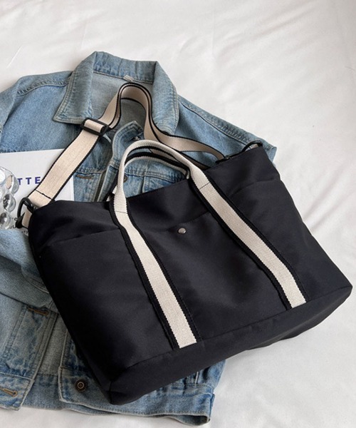 shoppinggo（ショッピングゴー）の「トートバッグ A4サイズ対応 肩掛け BAG シンプル フェミニン お洒落 手提げバッグ ファスナー付き 大容量 通勤（トートバッグ・レディース・ブラック/ベージュ・FREE）」の19枚目の写真