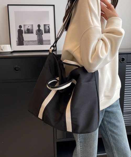 shoppinggo（ショッピングゴー）の「トートバッグ A4サイズ対応 肩掛け BAG シンプル フェミニン お洒落 手提げバッグ ファスナー付き 大容量 通勤（トートバッグ・レディース・ブラック/ベージュ・FREE）」の20枚目の写真