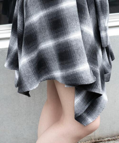 WEGO（ウィゴー）の「WEGO/【25年秋冬新作】ネルシャツライクイレヘムミニスカート（スカート・レディース・ブラウン/ブラック・FREE）」の6枚目の写真