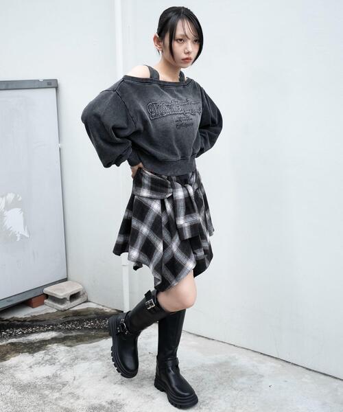 WEGO（ウィゴー）の「WEGO/【25年秋冬新作】ネルシャツライクイレヘムミニスカート（スカート・レディース・ブラウン/ブラック・FREE）」の18枚目の写真