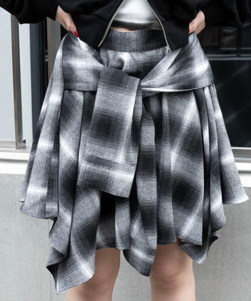 WEGO（ウィゴー）の「WEGO/【25年秋冬新作】ネルシャツライクイレヘムミニスカート（スカート・レディース・ブラウン/ブラック・FREE）」の9枚目の写真