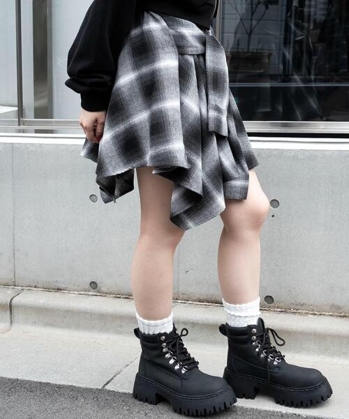 WEGO（ウィゴー）の「WEGO/【25年秋冬新作】ネルシャツライクイレヘムミニスカート（スカート・レディース・ブラウン/ブラック・FREE）」の10枚目の写真