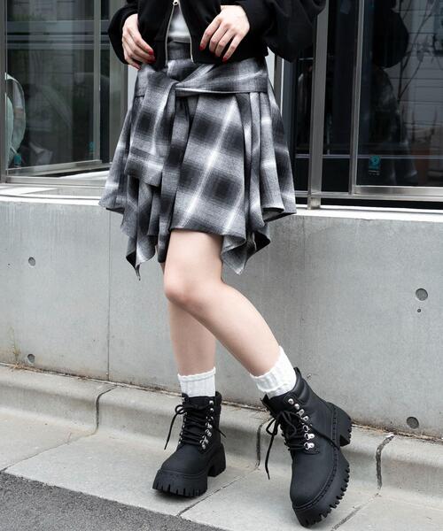 WEGO（ウィゴー）の「WEGO/【25年秋冬新作】ネルシャツライクイレヘムミニスカート（スカート・レディース・ブラウン/ブラック・FREE）」の12枚目の写真