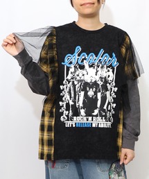 ScoLar | 153633：ロックなアニマル柄 異素材切替2WAYロンT(Tシャツ/カットソー)