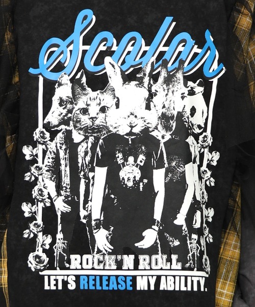 ScoLar（スカラー）の「153633：ロックなアニマル柄 異素材切替2WAYロンT（Tシャツ/カットソー・レディース・チャコールグレー/ブラック・M）」の19枚目の写真