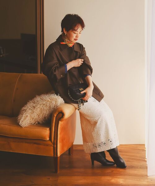 le.coeur blanc(ルクールブラン)の「モチーフレーススカート(スカート・レディース・オフホワイト/ブラック・38)」の15枚目の写真