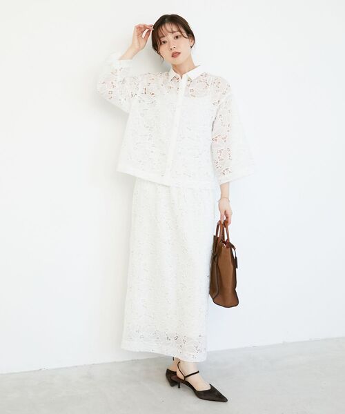 le.coeur blanc(ルクールブラン)の「モチーフレーススカート(スカート・レディース・オフホワイト/ブラック・38)」の21枚目の写真