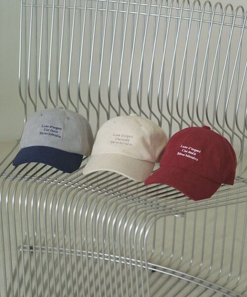 Green　Parks（グリーンパークス）の「everywalk.コーデュロイロゴキャップ（キャップ・レディース・グレー/レッド/アイボリー・FREE）」の5枚目の写真
