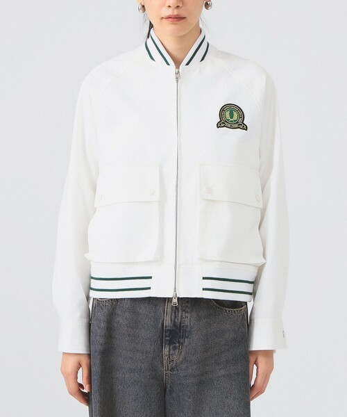 FRED PERRY（フレッドペリー）の「【別注】FRED PERRY / Tennis Bomber Jacket（ブルゾン・レディース・ホワイト/ネイビー・ONE SIZE）」の21枚目の写真