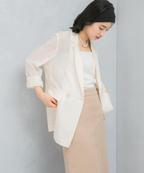 URBAN RESEARCH ROSSO WOMEN(アーバンリサーチ ロッソ)の「セミシアーテーラードジャケット(その他アウター・レディース・グレー/オフホワイト・FREE)」の6枚目の写真