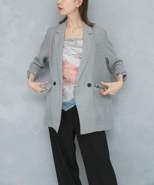 URBAN RESEARCH ROSSO WOMEN(アーバンリサーチ ロッソ)の「セミシアーテーラードジャケット(その他アウター・レディース・グレー/オフホワイト・FREE)」の10枚目の写真