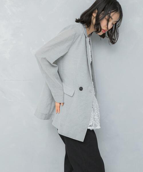URBAN RESEARCH ROSSO WOMEN(アーバンリサーチ ロッソ)の「セミシアーテーラードジャケット(その他アウター・レディース・グレー/オフホワイト・FREE)」の13枚目の写真