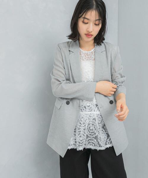URBAN RESEARCH ROSSO WOMEN(アーバンリサーチ ロッソ)の「セミシアーテーラードジャケット(その他アウター・レディース・グレー/オフホワイト・FREE)」の14枚目の写真