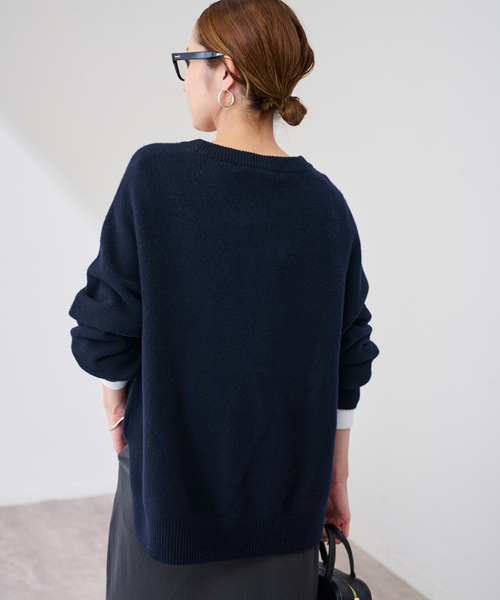 【新品】フレームワーク ラグランスリーブワイドプルオーバー 24AW 黒 ニット セール】≪追加≫ラグランスリーブ ワイドプルオーバー（ニット