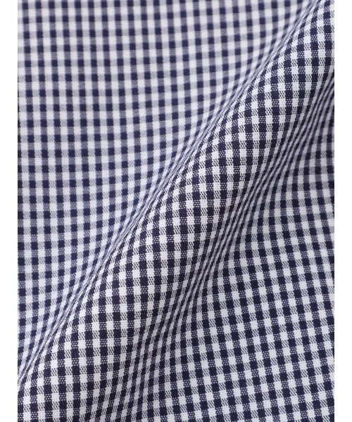 Perfect Suit FActory（パーフェクトスーツファクトリー）の「【ノンアイロン】長袖ワイシャツ【クラシコ】先染めギンガムチェック　ネイビー（ビジネスシャツ・メンズ・ネイビー・首回り39cm-裄丈82cm/首回り37cm-裄丈80cm/首回り43cm-裄丈86cm/首回り41cm-裄丈84cm）」の2枚目の写真