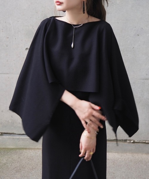 LAULEN(ローレン)の「cape collar drape knit/ケープカラードレープニット(ニット/セーター・レディース・ブラック/アイボリー・FREE)」の11枚目の写真